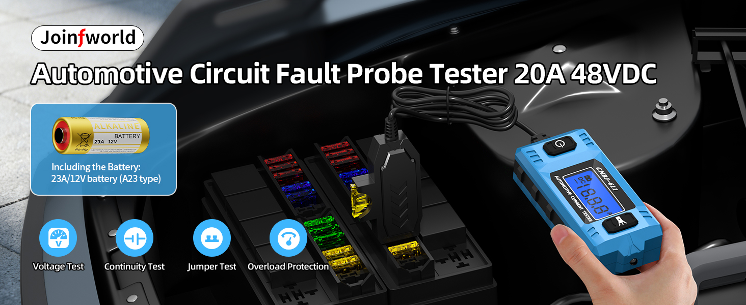Car Fuse Tester Automotive Circuit Fault Probe Tester 20A 48V with Led Display Relay Fuse Tester