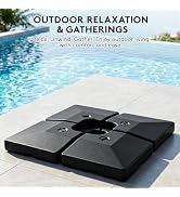 JEAREY 317lb 4-Piece Umbrella Base Stand Water or Sand Filled | Four 20 x 20 Inch Interlocking We...