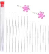 16 Pcs Big Eye Beading Needles 4 Sizes Beading Needles, Seed Beads Needles Open Beading Embroider...