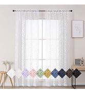 WelvetBLK White Sheer Curtains 84 Inches Long 2 Panels Set for Bedroom Living Room, Soft Solid Ai...