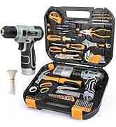 Upgraded 180 Piece Tool Set, Tool Kit with 8V Cordless Drill Set, General Household Hand Drill Ki...