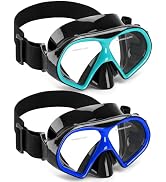 Aegend Swim Goggles with Nose Cover, 180° Panoramic Anti-Fog Tempered Glass, No-Leak Diving Mask ...