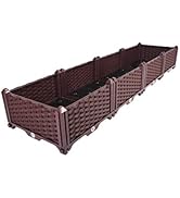 BAOYOUNI Rectangular Raised Garden Bed Kit Indoor Outdoor Plastic Planter Grow Box for Fresh Vege...