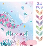 WERNNSAI Pin The Tail on The Mermaid - Mermaid Party Decorations Ocean Party Games for Wall Home ...