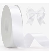 KINGLAKE White Satin Ribbon - 1 Inch x 50 Yards Polyester White Satin Ribbon for Gift Wrapping We...