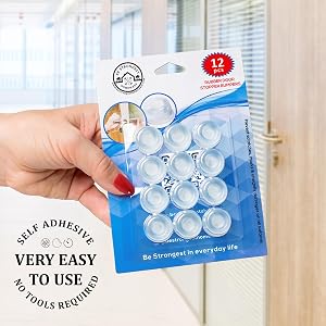 Self Adhesive Door Stop for Heavy Use - Clear Door Stopper Wall Protector Stick on Wall Bumper Pads