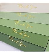 Crisky Shade of Sage Green Thank You Cards (50 Pack) with Craft Envelopes & Stickers Printable Gr...