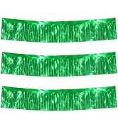 Green Party Streamers Table Skirt Tinsel 3 Packs 36 Feet Metallic Foil Fringe Garland Wall Ceilin...