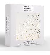 Stylish 6.5 x 6.5 Inch Gold Napkins - 50 Pack of White and Gold Lunch Napkins - Add Sparkle to Ev...