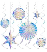 BTSD-home Iridescent Party Decorations with Hanging Honeycomb Ball Decorative Paper Fan Snowflake...