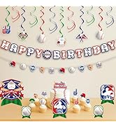 HonuGoGo 36PCS Baseball Party Decorations – Includes Banners, Hanging Swirls, Table Centerpieces ...