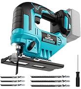 Jigsaw Compatible With Makita 18V Battery, Cordless jig saw tool Brushless Motor, 0°- 45° Bevel C...