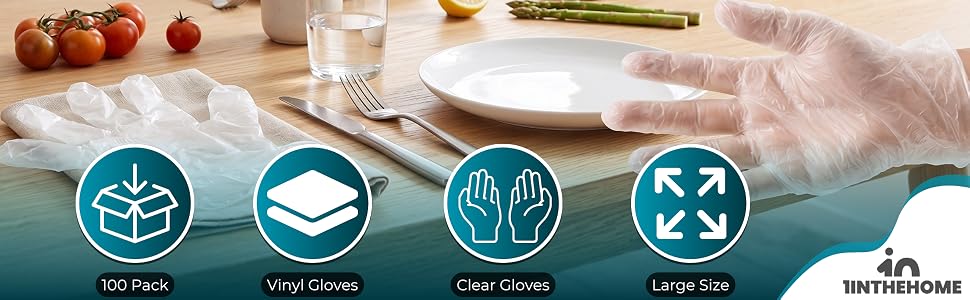 vinyl gloves, clear gloves, large gloves