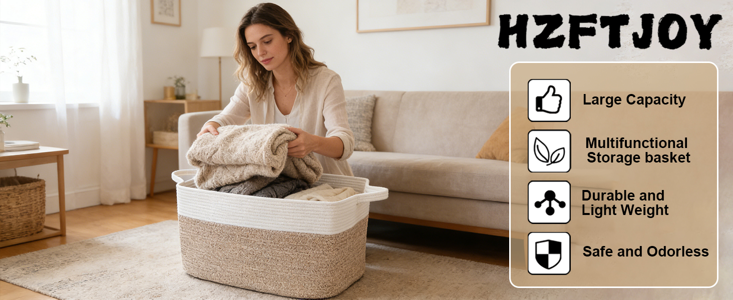 WHITE BROWN LAUNDRY BASKET