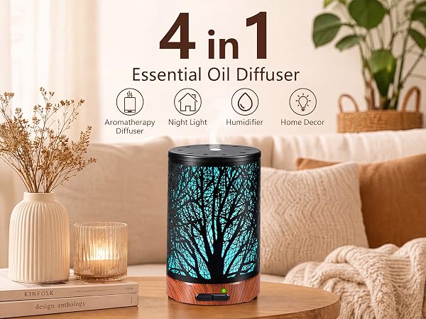 Essential Oil Diffuser - 150ML Metal Aromatherapy Diffuser for Essential Oils with 7 Colors