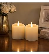 Tediselu Flickering Flameless Candles with 3D Moving Flame, Real Wax Battery Operated Candles wit...