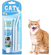 HOP Cat Toothbrush and Toothpaste Kit Vanilla Cat Toothpaste(70g) 2 Soft Nylon Bristles Micro-Hea...