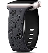 SNBLK Floral Engraved Band Compatible with Apple Watch Bands for Women 40mm 41mm 42mm 38mm 44mm 4...