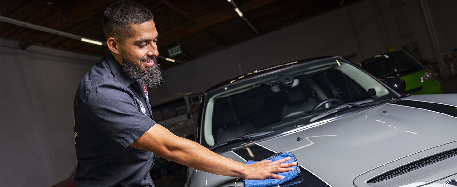 Soft microfiber towels for removing polish, sealant, and spray coatings