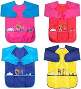 BAHABY Kids Art Smocks 4 Pack Painting Apron Waterproof Artist Smock with Long Sleeve and 3 Pocke...