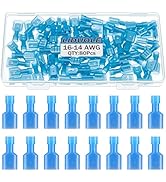 LIDUOLE 16-14 AWG Nylon Male and Female Spade Connectors Insulated Blue Quick Disconnect Wire Con...