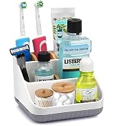Chintu Bathroom Toothbrush Holders for Countertop - Electric Toothbrush Organizer 6 Slots Bamboo ...