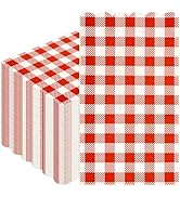 100Pcs Red Christams Napkins Disposable - Red and White Gingham Checkered Paper Napkins 3-Ply Pla...