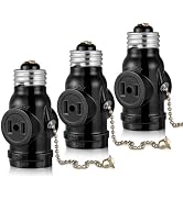 2 Outlet Light Socket Adapter,E26 Bulb Socket to Outlet Splitter,Converts Medium Screw Socket int...