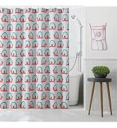 Stitch and Stone Fabric Shower Curtain Set, Polyester Liner with Hanging Bath Caddy Organizer to ...