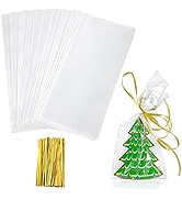 Yotelab Cellophane Treat Bags, 4x9 Inches Clear Cellophane Bags With Twist Ties,100 Pcs
