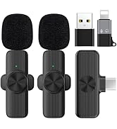 RoyAroma 2Pcs Wireless Lavalier Microphone Compatible with Android Phone/iPhone/iPad/Laptop, Plug...