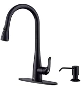 HGHGK Kitchen Faucet with Soap Dispenser and Pull Down Sprayer - Stainless Steel Single Handle Ki...