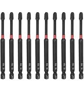 HARFINGTON 10pcs #3 Phillips Impact Screwdriver Bit PH3 1/4" Hex Shank 4" (100mm) Long Magnetic C...