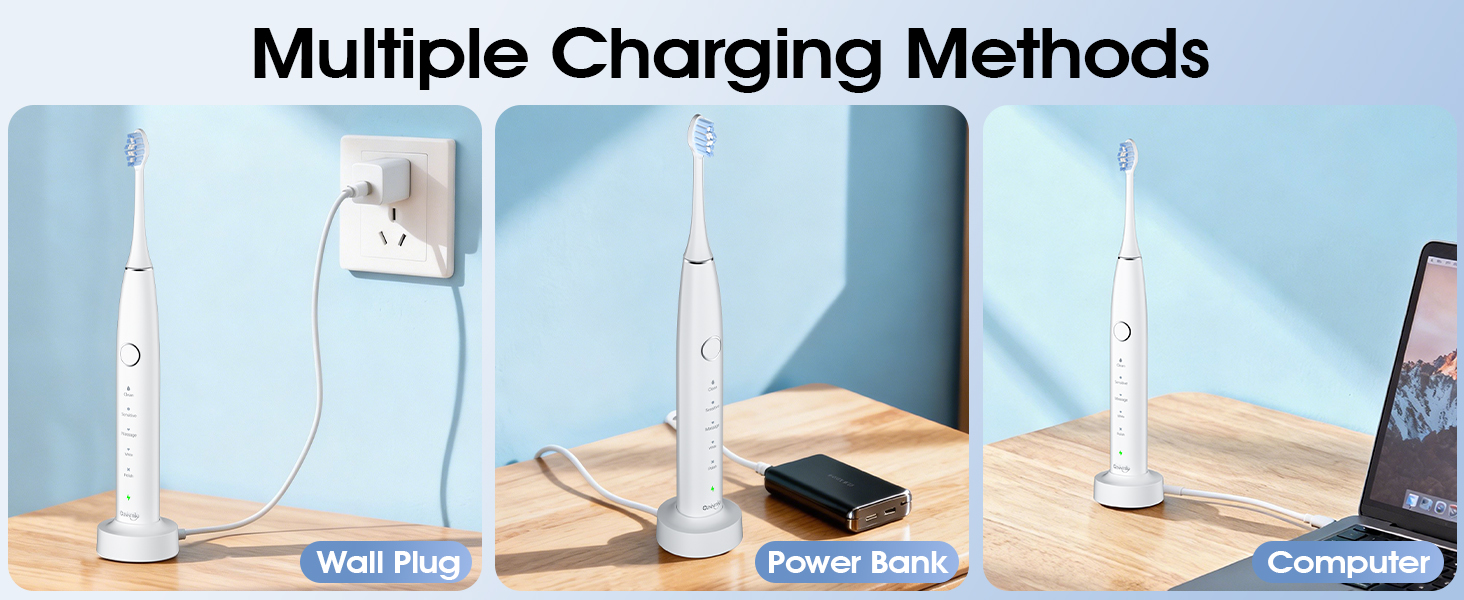 Electric toothbrush with wireless charging