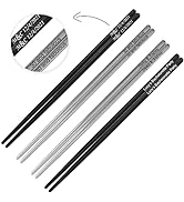 Set of custom reusable metal chopsticks engraved japanese stainless steel dinnerware utensils lot...