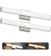 JULLISON 24 Inch Bathroom Vanity Light Fixtures with Night Light: Long Square Wall Mounted LED Li...