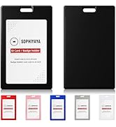 SOPHIYAYA 2 Pack Sliding ID Badge Holder - Vertical Hard Plastic Sleeve Secures Work ID Key Card ...
