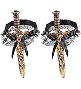 2 Pcs Pirate Sword with Lace Bow Womens Pirate Costume Toy Sword with Thigh Garter Pirate Costume...