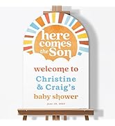 Big Dot of Happiness Personalized Here Comes The Son Baby Shower Welcome Sign, Boy Boho Party Sig...
