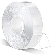 CLAVICHORD Double Sided Tape Heavy Duty, 3/4inch 10ft Clear Mounting Tape Sticky,Removable Two Si...