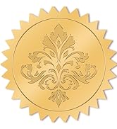 PRESSINART 100Pcs 2 Inch Gold Flower Stickers Gold Foil Embossed Seals Vintage Filigree Pattern P...