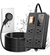 IPX6 Outdoor Power Strip Weatherproof, Waterproof Surge Protector with 4 Wide Outlet with 2A2C US...