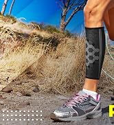 Calf Compression Sleeves by SPARTHOS (Pair) – Leg Compression Socks for Men and Women – Shin Spli...