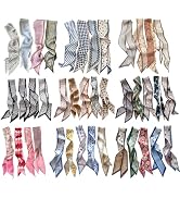 RFQMNO 4/40 Pcs Hair Scarf for Women, 35"x2.36" Lightweight Silk Headband, Purse & Bag Scarves Gi...
