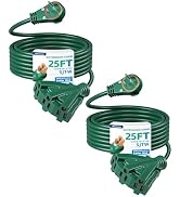 DEWENWILS 25FT 360° Rotating Plug Outdoor Tri-Tap Extension Cord, Weatherproof 16/3 SJTW Heavy Du...