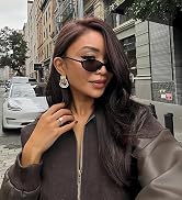 Colrea Retro Oval Sunglasses for Women Small Cat Eye Sun Glasses Womens Trendy Y2K Narrow Shades ...