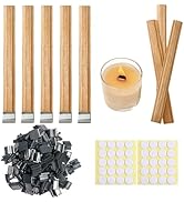 30 Sets Double-Layered Wooden Candle Wicks and Stands 5.1 X 0.5 Inch Natural Candle Wood Wicks Wo...