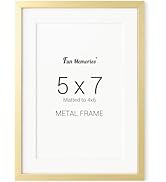 Fun Memories 5x7 Metal Picture Frame - 5 x 7 Metal Photo Frames with 4x6 Removable Mat- Ideal for...