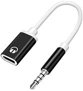 Dwuww Black Headphone Jack Adapter, 3.5mm Male to TypeC Female Audio Cable Cord, USB C to Aux Aud...