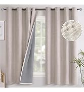 YoungsTex Linen Blackout Curtains 63 Inch Length, Grommet Bedroom Curtains Thermal Insulated Burl...